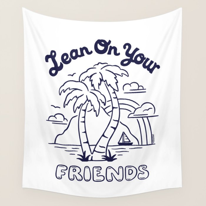 LEAN ON YOUR FRIENDS (NAVY/WHITE) Wall Tapestry Gallery Image 4