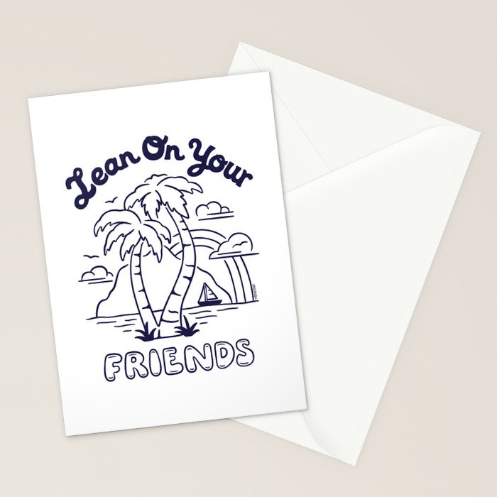 LEAN ON YOUR FRIENDS (NAVY/WHITE) Stationery Card Gallery Image 2