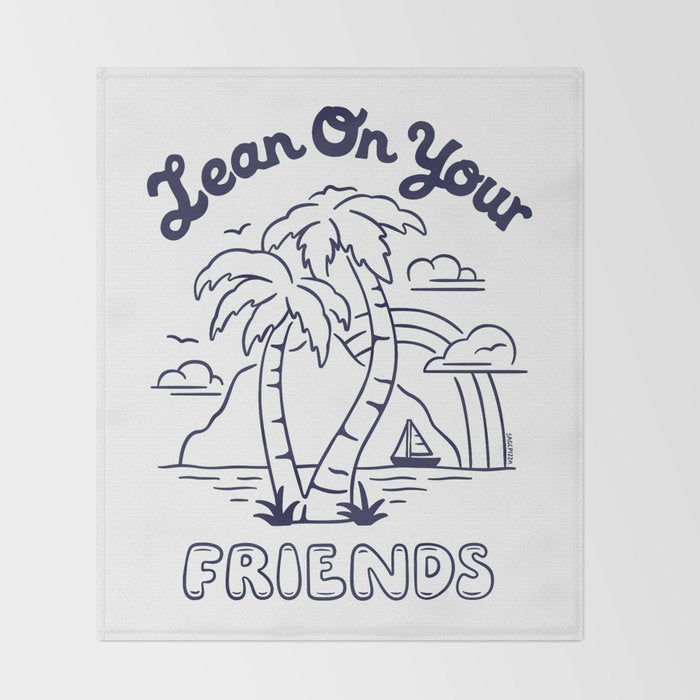 LEAN ON YOUR FRIENDS (NAVY/WHITE) Throw Blanket Gallery Image 2