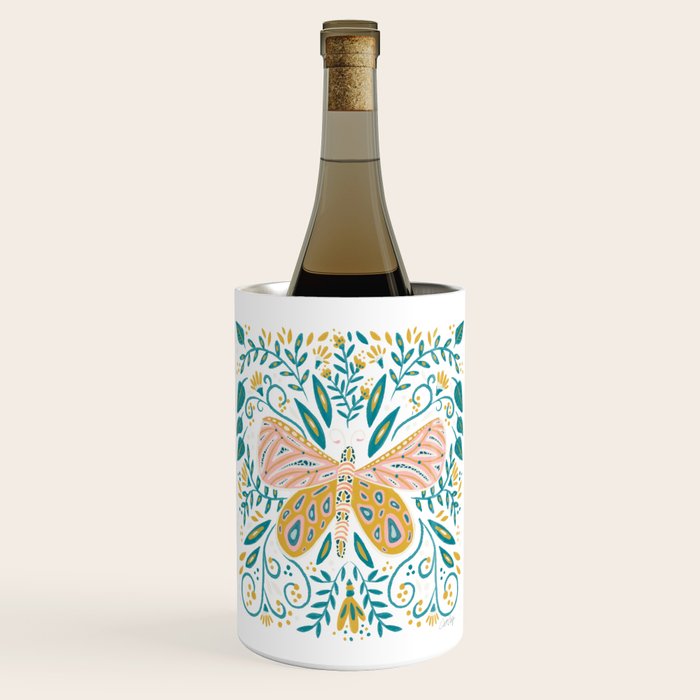 Butterfly Symmetry - Teal Palette Wine Chiller Gallery Image 1