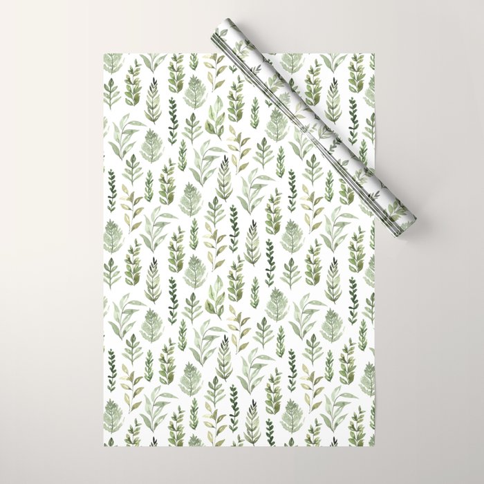 Watercolor leaves Wrapping Paper Gallery Image 1