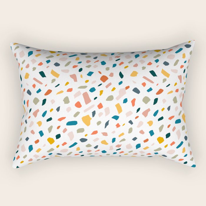 Terrazzo, Abstract Quirky Shapes Bohemian Modern Pattern Confetti Celebration Random Colorful Shapes Rectangular Pillow Gallery Image 1