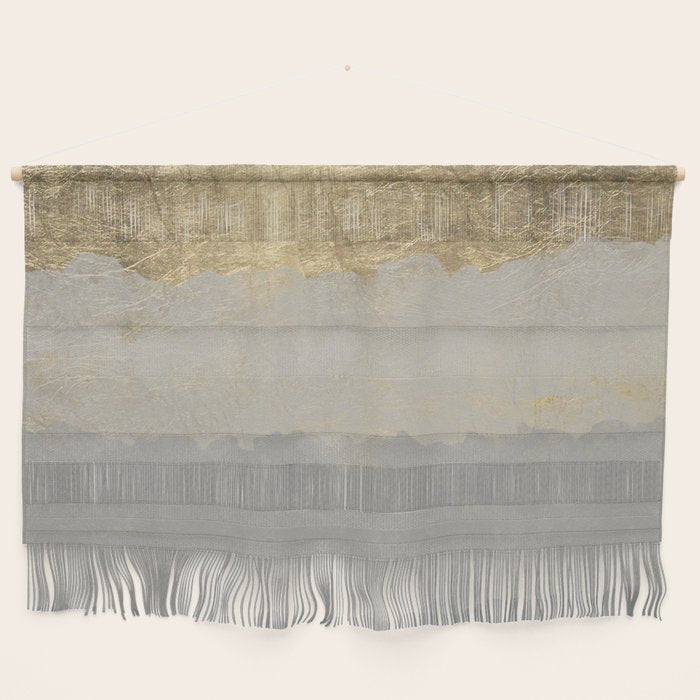 Geometrical ombre glacier gray gold watercolor Wall Hanging Gallery Image 1