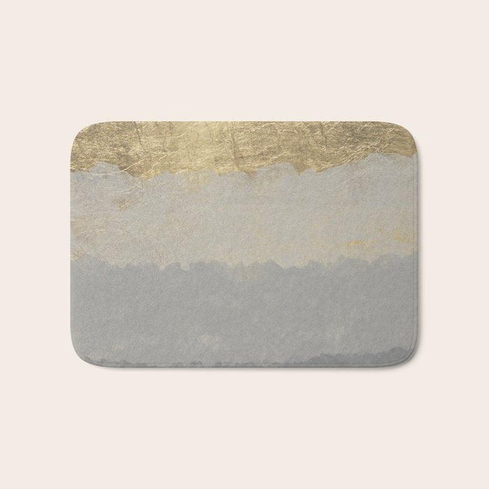 Geometrical ombre glacier gray gold watercolor Bath Mat Gallery Image 1