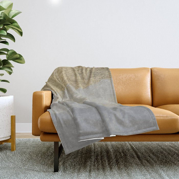 Geometrical ombre glacier gray gold watercolor Throw Blanket Gallery Image 1