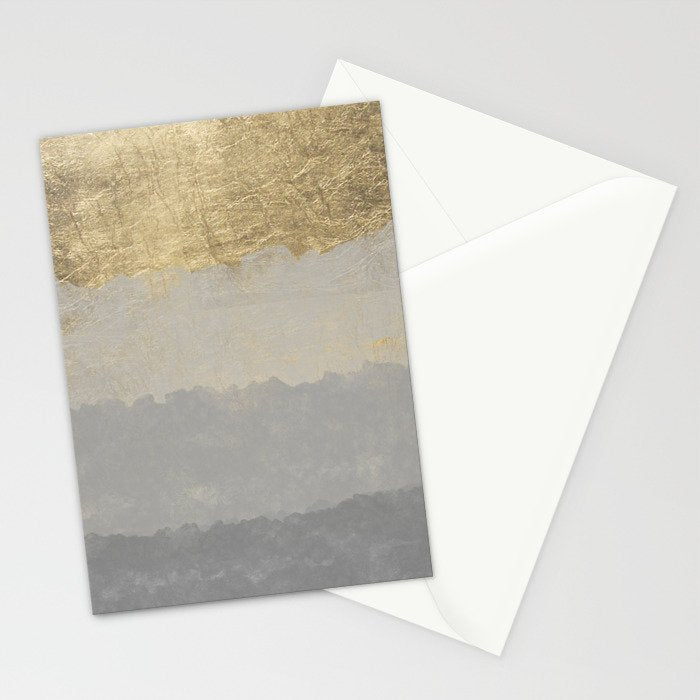 Geometrical ombre glacier gray gold watercolor Stationery Card Gallery Image 2