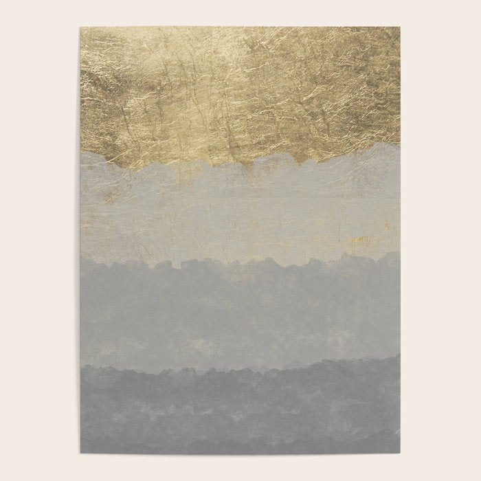 Geometrical ombre glacier gray gold watercolor Poster Gallery Image 4