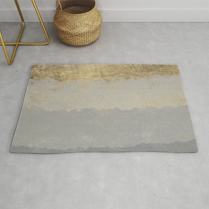 Geometrical ombre glacier gray gold watercolor Rug Gallery Image 1