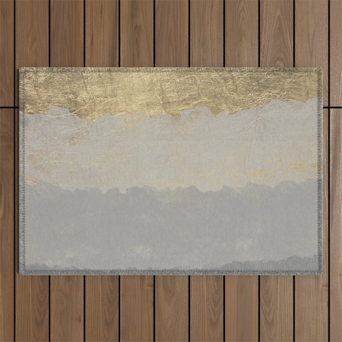 Geometrical ombre glacier gray gold watercolor Outdoor Rug Gallery Image 1