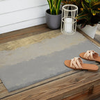 Geometrical ombre glacier gray gold watercolor Outdoor Rug Gallery Image 2