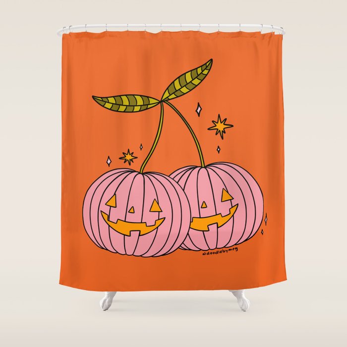 Pink Pumpkin Cherries Shower Curtain Gallery Image 1