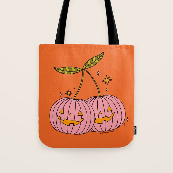 Pink Pumpkin Cherries Tote Bag Gallery Image 1