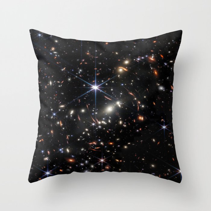 James Webb's First Deep Field (James Webb/JWST) â space poster Throw Pillow Gallery Image 1