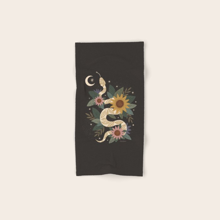 Year of the Snake - Black Bath Towel Gallery Image 1