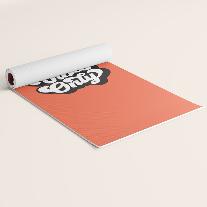 GOOD VIBES ONLY orange red black and white Yoga Mat Gallery Image 2