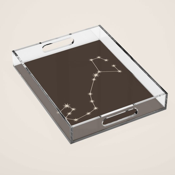 Scorpio Zodiac Star Constellation Line Art Coffee Brown Acrylic Tray Gallery Image 1