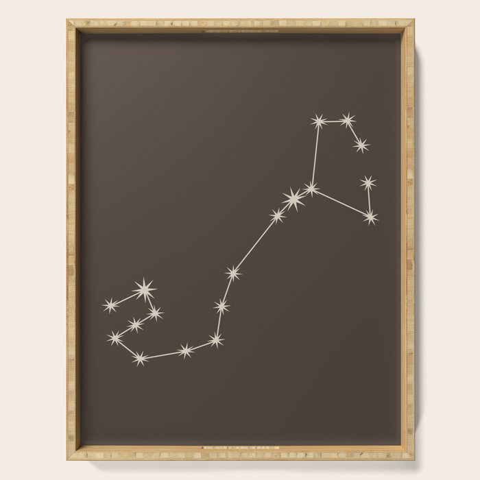 Scorpio Zodiac Star Constellation Line Art Coffee Brown Serving Tray Gallery Image 1