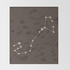 Scorpio Zodiac Star Constellation Line Art Coffee Brown Throw Blanket Gallery Image 2