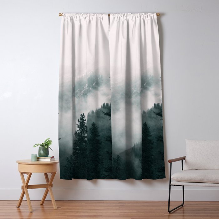 Forest mist beneath the mountain peaks Window Curtain Gallery Image 5