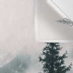 Forest mist beneath the mountain peaks Wall Tapestry Gallery Image 3