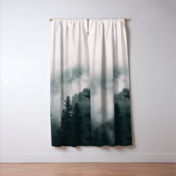 Forest mist beneath the mountain peaks Window Curtain Gallery Image 3
