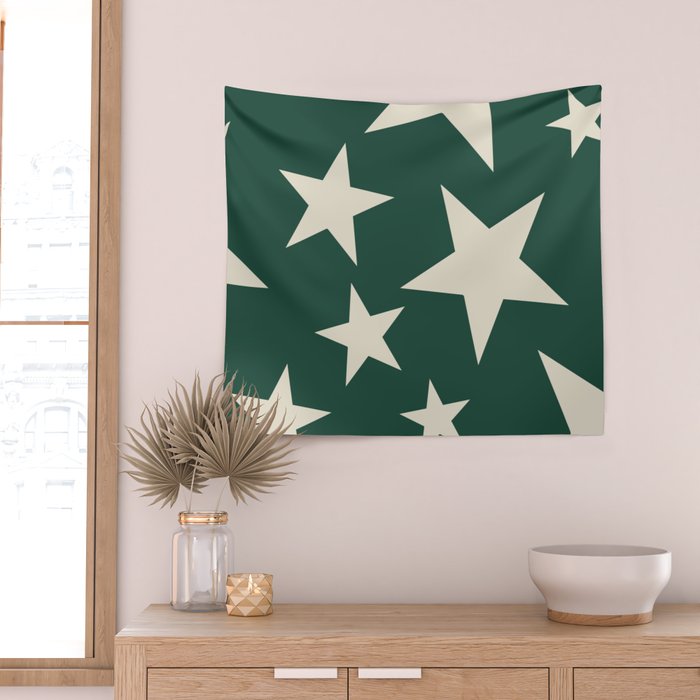 Big Ol Stars Old Money Green Wall Tapestry Gallery Image 2