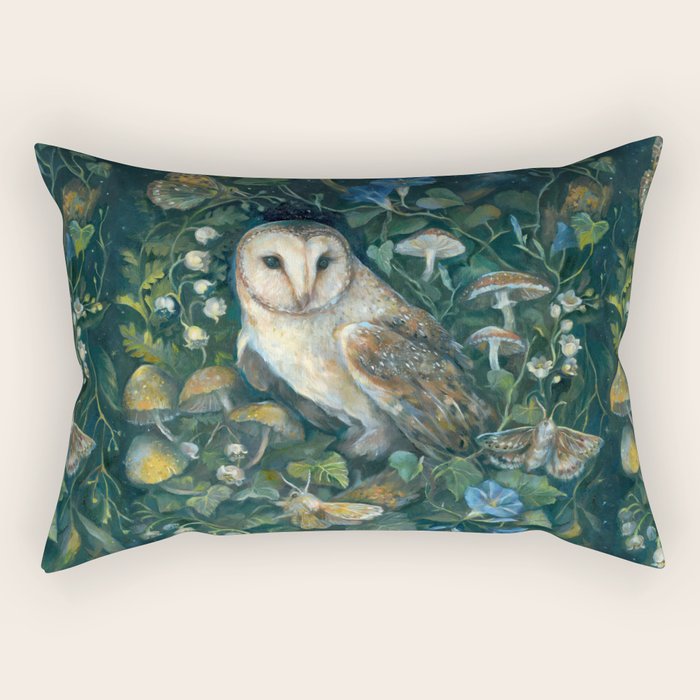 Barn Owl Forest Rectangular Pillow Gallery Image 2