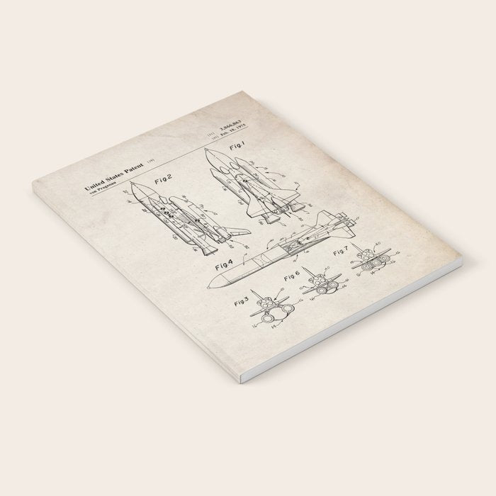 Nasa Space Shuttle Patent - Nasa Shuttle Art - Antique Notebook Gallery Image 1