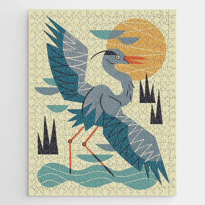 Stretching Heron Jigsaw Puzzle Gallery Image 1