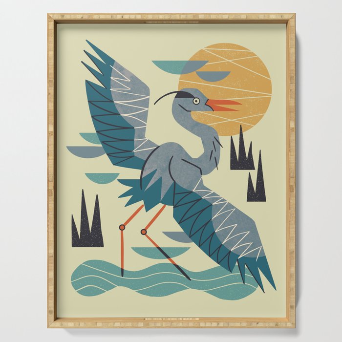 Stretching Heron Serving Tray Gallery Image 1