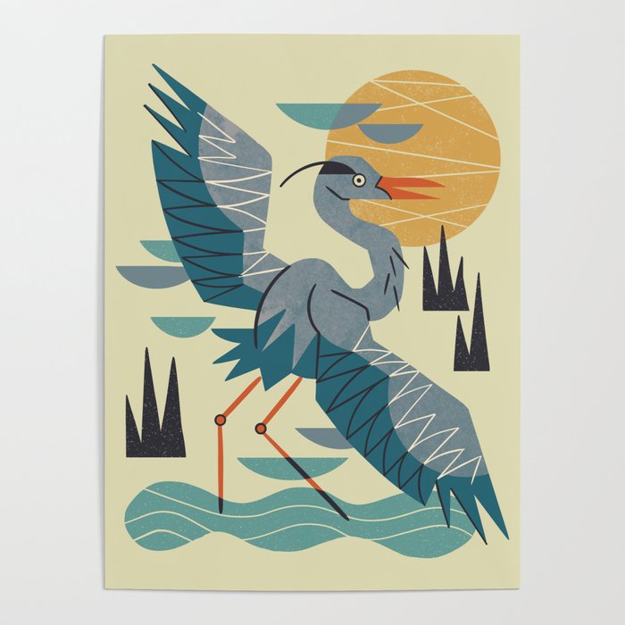 Stretching Heron Poster Gallery Image 4