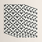 Black and white love heart checkered pattern Wrapping Paper Gallery Image 3