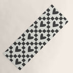 Black and white love heart checkered pattern Yoga Mat Gallery Image 1