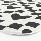Black and white love heart checkered pattern Bath Mat Gallery Image 3