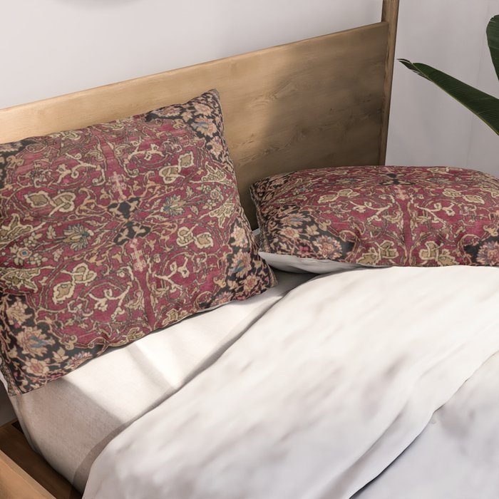 Antique Persian Isfahan Plum Burgundy Spice Carpet Pillow Sham Gallery Image 2