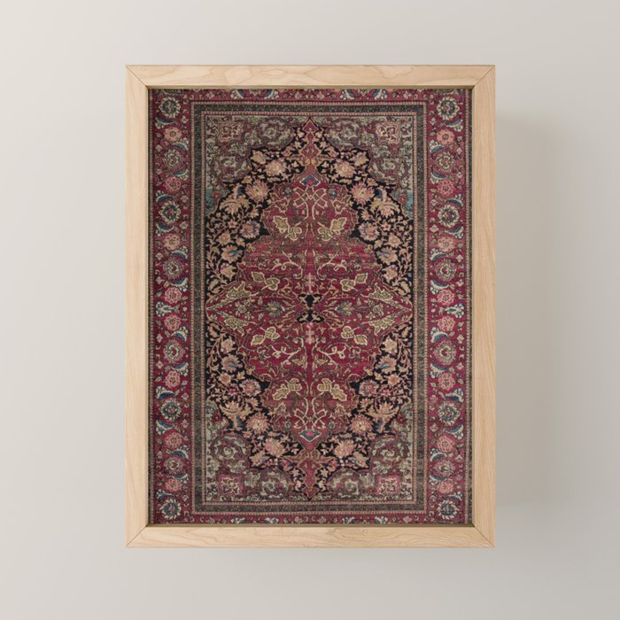 Antique Persian Isfahan Plum Burgundy Spice Carpet Mini Art Print Gallery Image 1