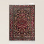 Antique Persian Isfahan Plum Burgundy Spice Carpet Stationery Card Gallery Image 2