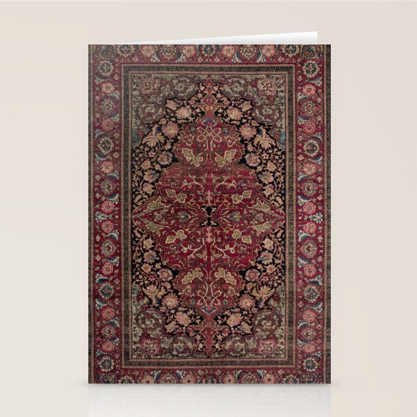 Antique Persian Isfahan Plum Burgundy Spice Carpet Stationery Card Gallery Image 2