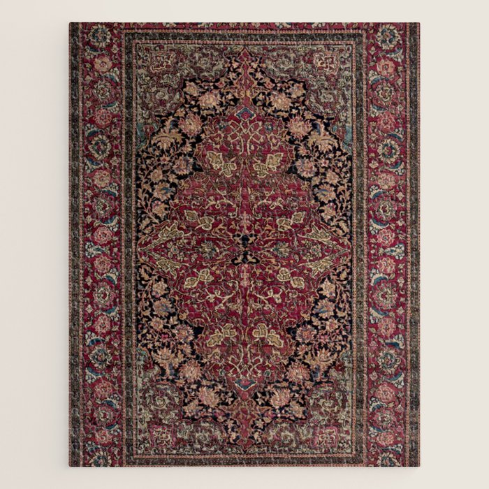 Antique Persian Isfahan Plum Burgundy Spice Carpet Jigsaw Puzzle Gallery Image 1