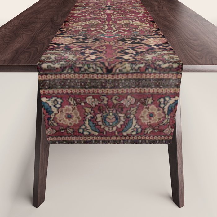 Antique Persian Isfahan Plum Burgundy Spice Carpet Table Runner Gallery Image 1