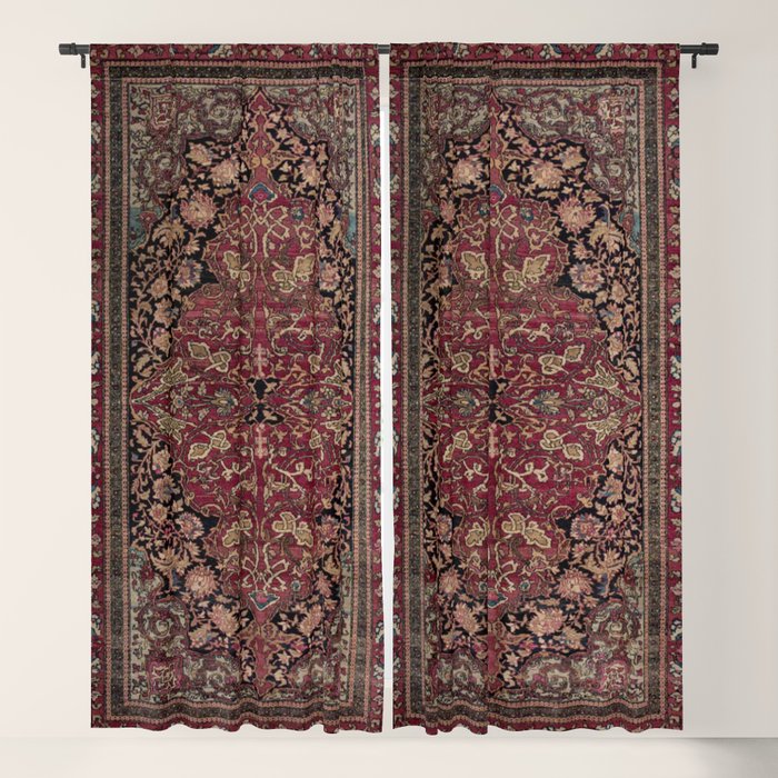 Antique Persian Isfahan Plum Burgundy Spice Carpet Window Curtain Gallery Image 5