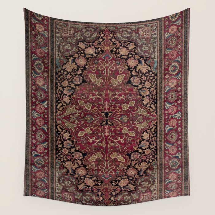 Antique Persian Isfahan Plum Burgundy Spice Carpet Wall Tapestry Gallery Image 1
