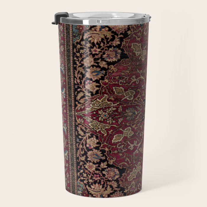 Antique Persian Isfahan Plum Burgundy Spice Carpet Travel Mug Gallery Image 3