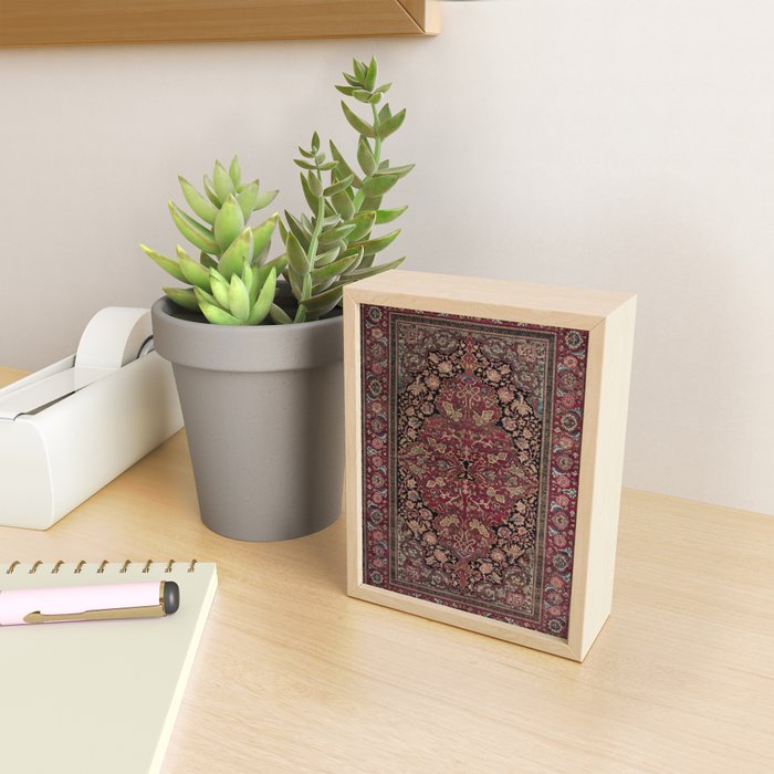 Antique Persian Isfahan Plum Burgundy Spice Carpet Mini Art Print Gallery Image 2