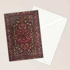 Antique Persian Isfahan Plum Burgundy Spice Carpet Stationery Card Gallery Image 2