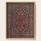 Antique Persian Isfahan Plum Burgundy Spice Carpet Serving Tray Gallery Image 1