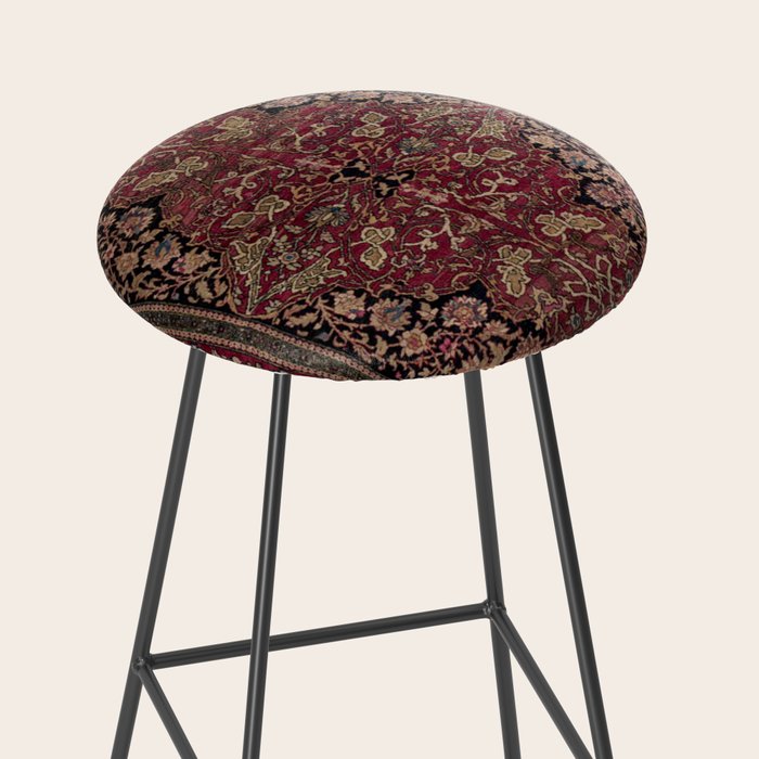 Antique Persian Isfahan Plum Burgundy Spice Carpet Stool Gallery Image 2