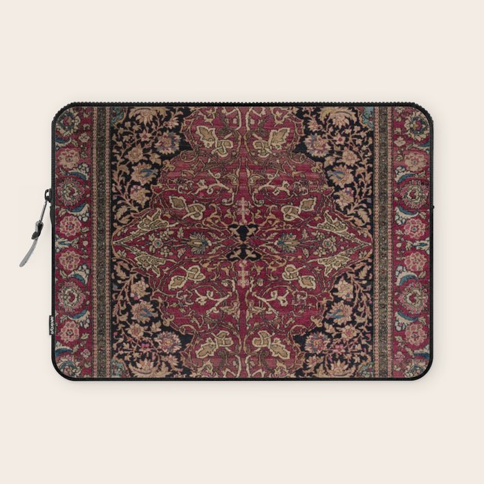 Antique Persian Isfahan Plum Burgundy Spice Carpet Laptop Sleeve Gallery Image 1