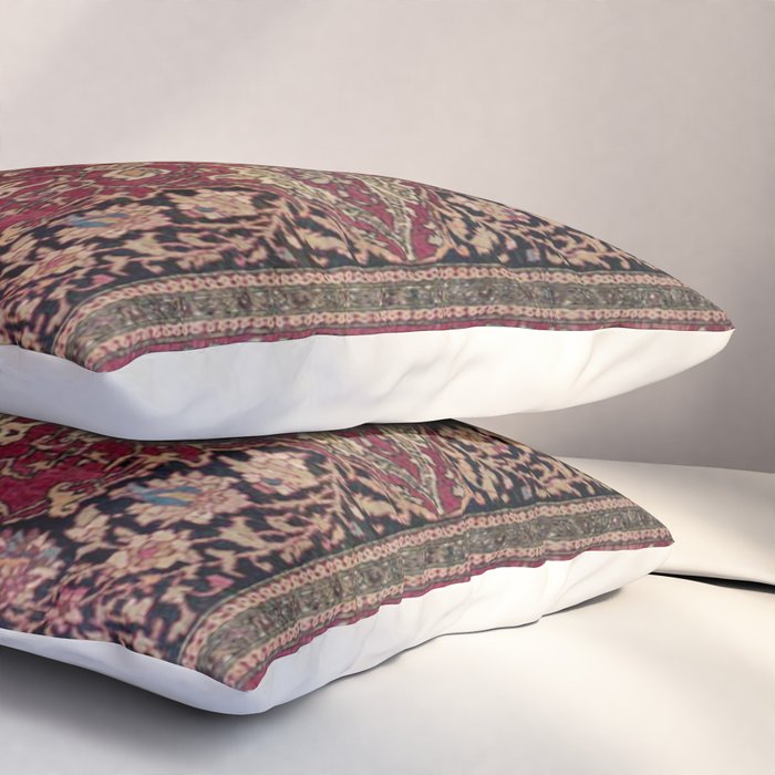 Antique Persian Isfahan Plum Burgundy Spice Carpet Pillow Sham Gallery Image 3
