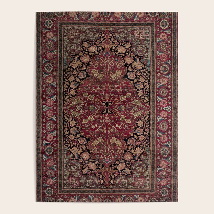 Antique Persian Isfahan Plum Burgundy Spice Carpet Poster Gallery Image 4